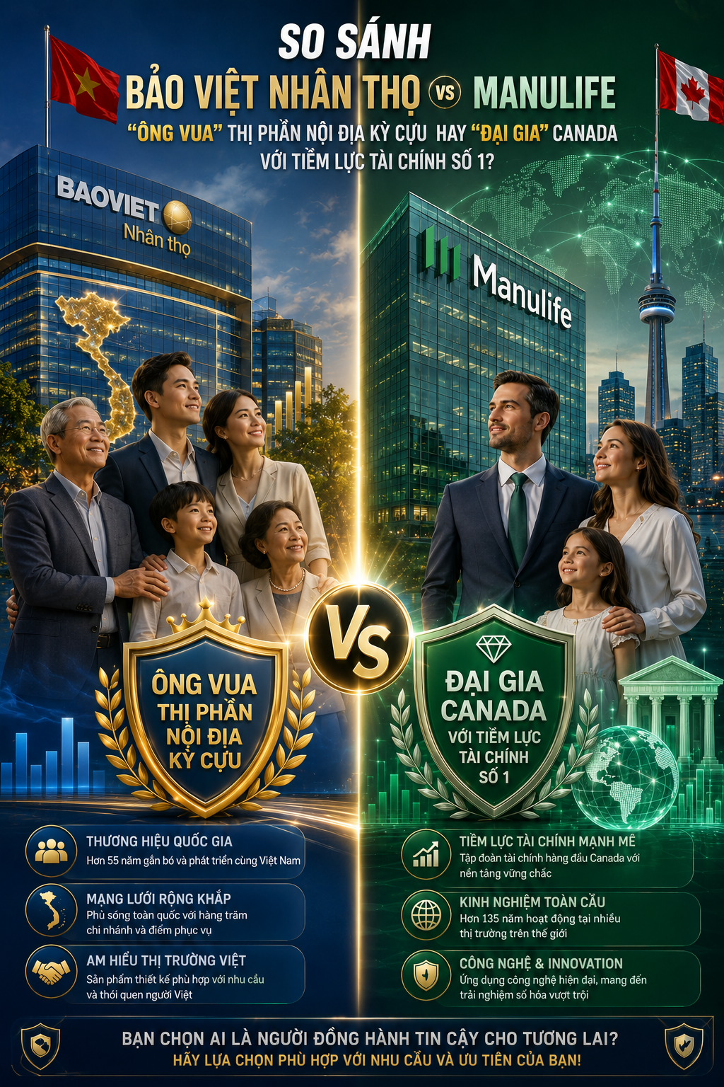 So Sánh Bảo Việt Nhân Thọ vs Manulife: Nên Chọn "Ông Lớn" Việt Nam Hay "Đại Gia" Canada?