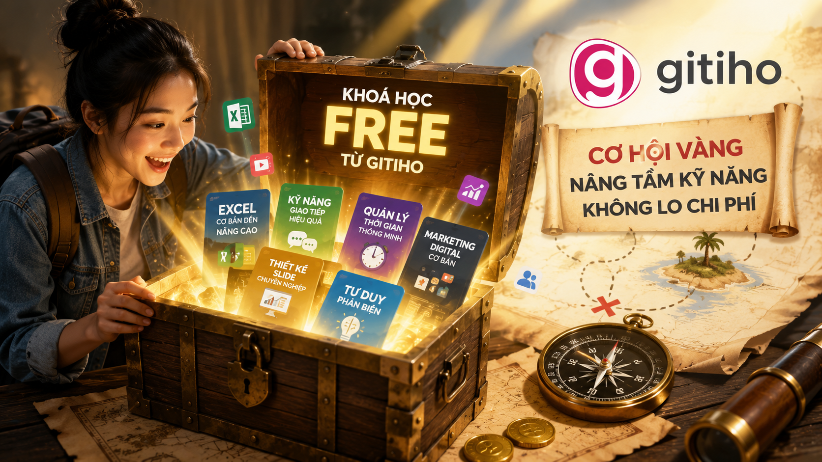 Săn ngay kho báu khóa học FREE từ Gitiho: Cơ hội vàng nâng tầm kỹ năng không lo chi phí